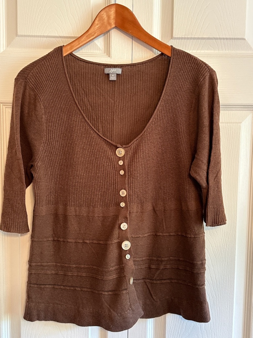 J. Jill Brown Knit Crewneck Sweater